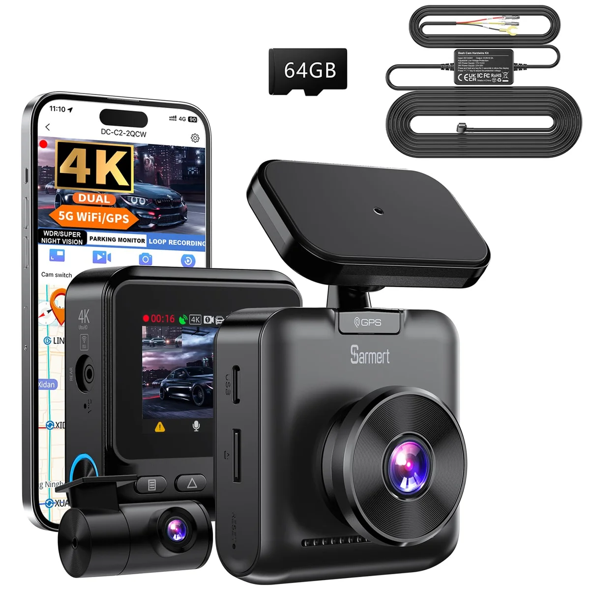 Sarmert 4K/1080P Dual Dash Cam image 3
